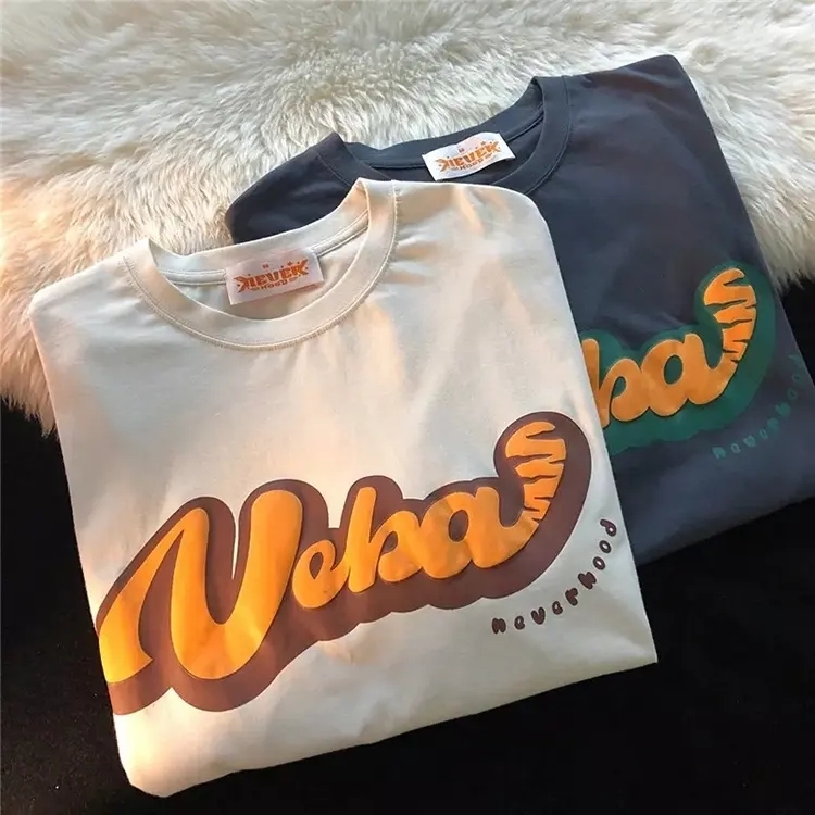 New Custom 3d Puff Printing T Shirt Streetwear Heavyweight Custom Foam 3d 100% Cotton Puff Print T Shirt For Men