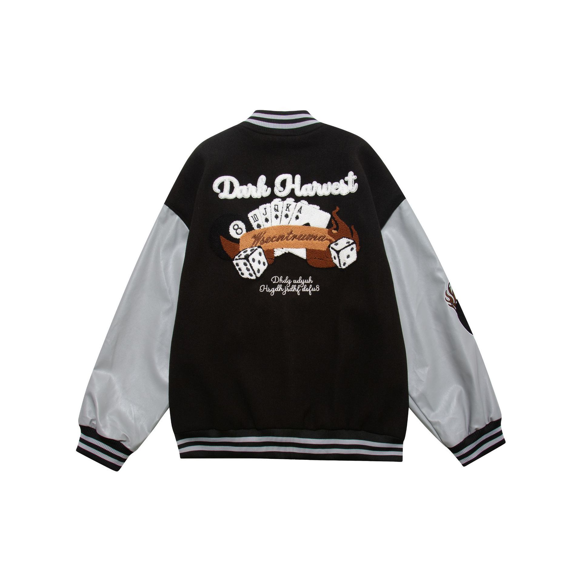 Autumn and winter new high street Harajuku poker flocked embroidered baseball jacket