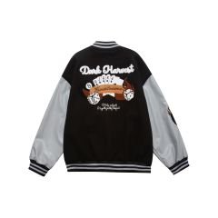 Autumn and winter new high street Harajuku poker flocked embroidered baseball jacket