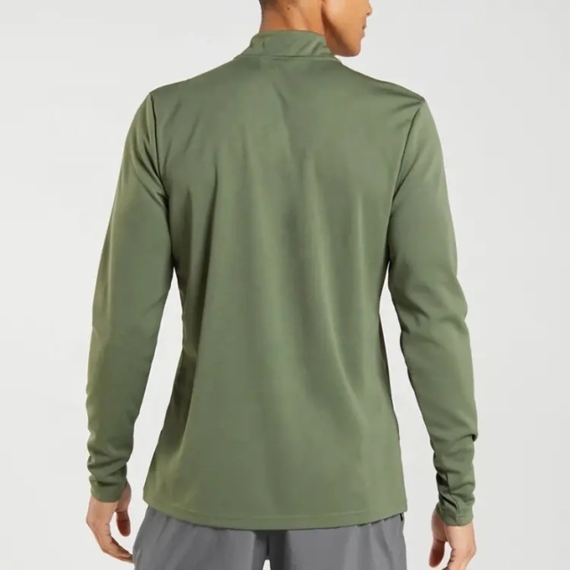 Custom Logo Half Zip Gym Shirt High Quality Polyester Spandex Activewear Club Quarter Zip Compression Long Sleeve Shirt For Men