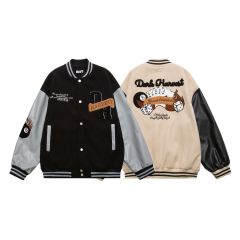 Autumn and winter new high street Harajuku poker flocked embroidered baseball jacket