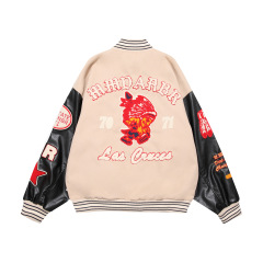 Retro baseball jacket autumn and winter splicing casual couple jacket tops