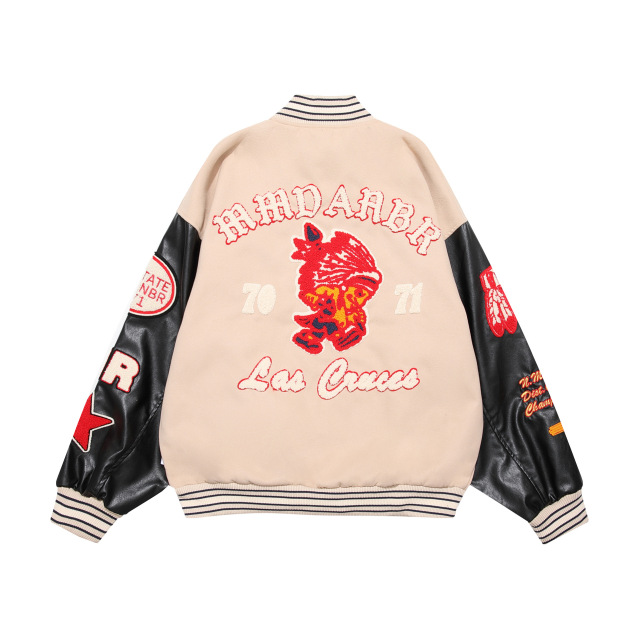 Retro baseball jacket autumn and winter splicing casual couple jacket tops