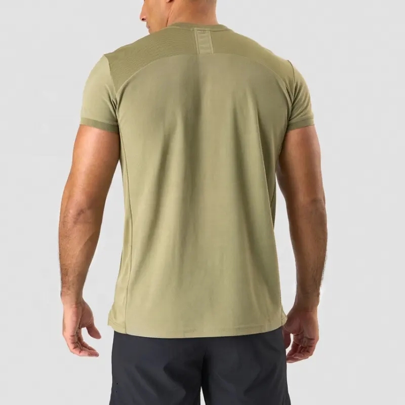 Wholesale High Quality 100%polyester Men Gym T Shirt Breathable Mesh Training Tee Button Neck Polo Shirt Men