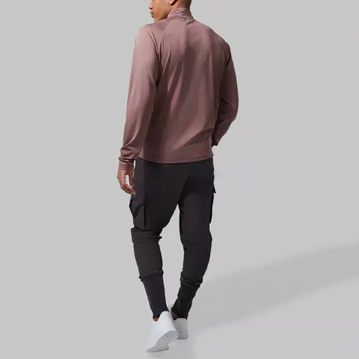 Oem Custom Logo 1/4 Zip Compression Long Sleeves Half Zip Gym Shirt Slim Fit Sports Exercise Men's Athletic Quarter Zip Shirt