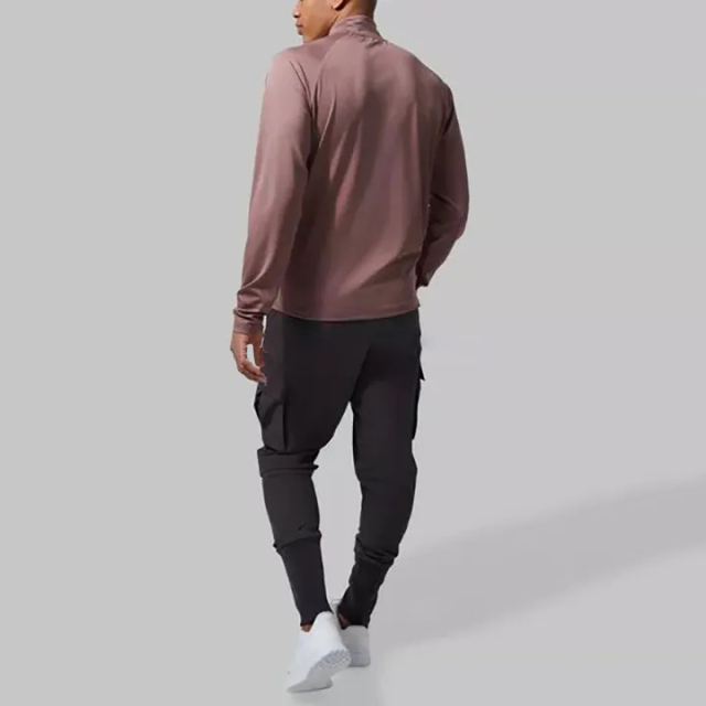 Oem Custom Logo 1/4 Zip Compression Long Sleeves Half Zip Gym Shirt Slim Fit Sports Exercise Men's Athletic Quarter Zip Shirt
