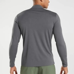 Custom Logo Half Zip Gym Shirt High Quality Polyester Spandex Activewear Club Quarter Zip Compression Long Sleeve Shirt For Men