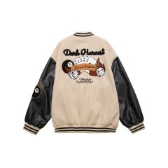 Autumn and winter new high street Harajuku poker flocked embroidered baseball jacket