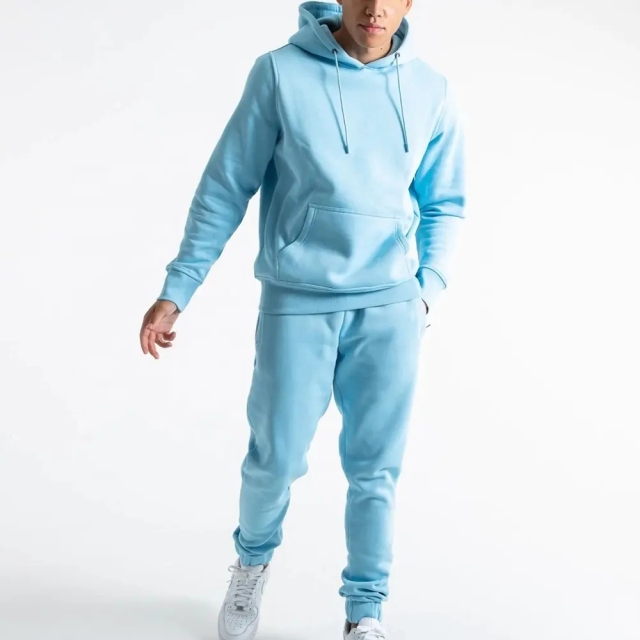 Custom Embroidery Knit Anti-pilling Cotton Polyester Hoodie And Jogger Set Two Piece Tech Fleece Tracksuit For Men