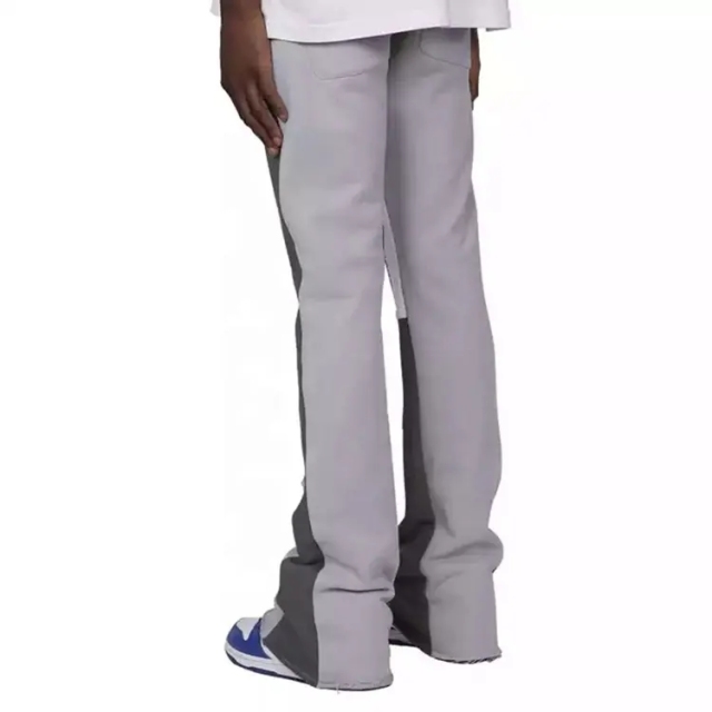 Hot Sale Custom Logo Drawstring Waist Flared Sweatpants Men Color Block 100% Cotton Flared Sweatpants For Men