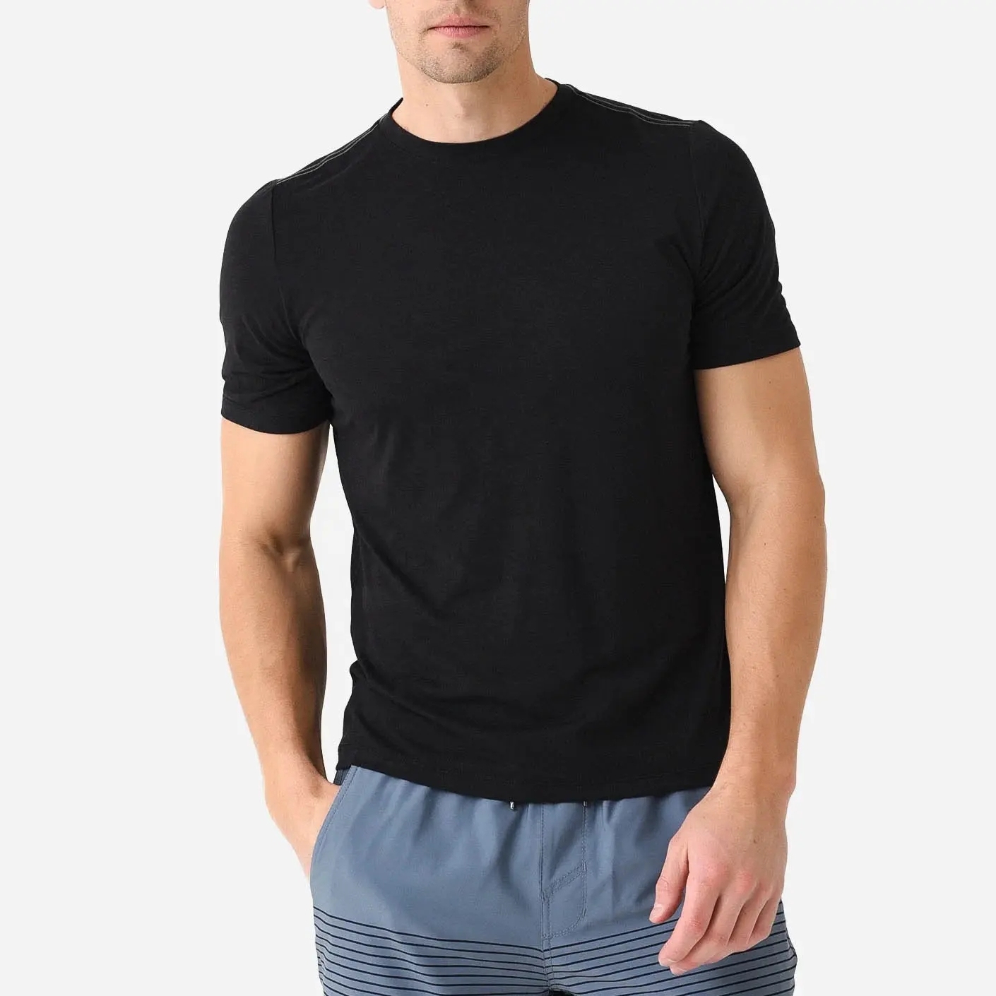 Custom Logo High Quality Branded Mens Sports Clothing Lightweight Muscle Slim Quick Dry Polyester T Shirt Running Shirt