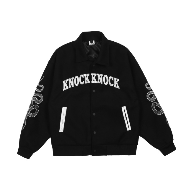Retro embroidered dark loose baseball jacket