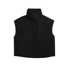Stand collar cotton coat vest, loose thickened sleeveless cotton coat, winter down cotton vest