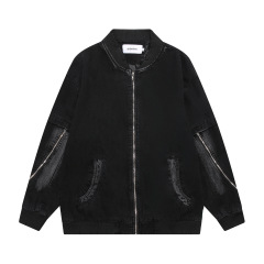 Retro niche cardigan jacket loose washed distressed denim jacket