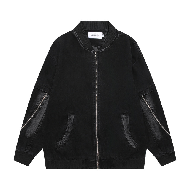 Retro niche cardigan jacket loose washed distressed denim jacket