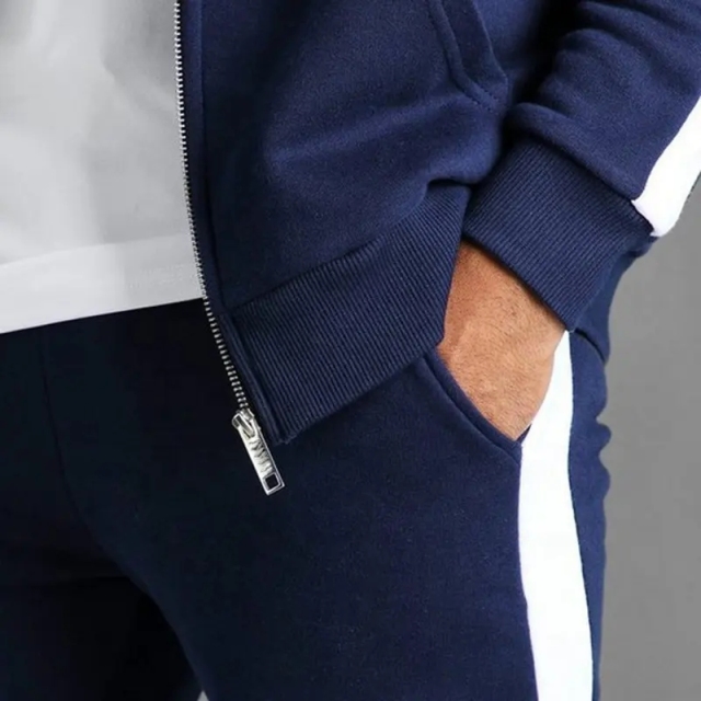 Oem Custom Logo Full Zip Up Hoodie And Jogger Two Piece Set Sweatsuit Tracksuit For Men