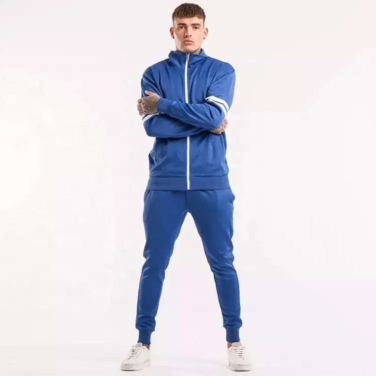 Hot Sale High Quality Custom Brand Men's Full Zip Up Jacket Wind Breaker Tracksuit 100% Polyester Sports Jogging Suit For Men