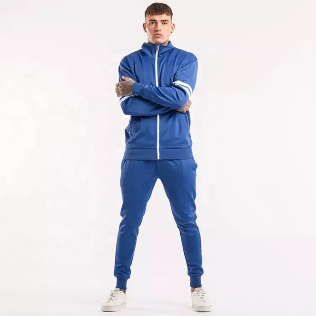 Hot Sale High Quality Custom Brand Men's Full Zip Up Jacket Wind Breaker Tracksuit 100% Polyester Sports Jogging Suit For Men