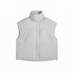 Stand collar cotton coat vest, loose thickened sleeveless cotton coat, winter down cotton vest