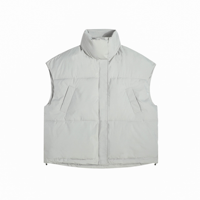 Stand collar cotton coat vest, loose thickened sleeveless cotton coat, winter down cotton vest