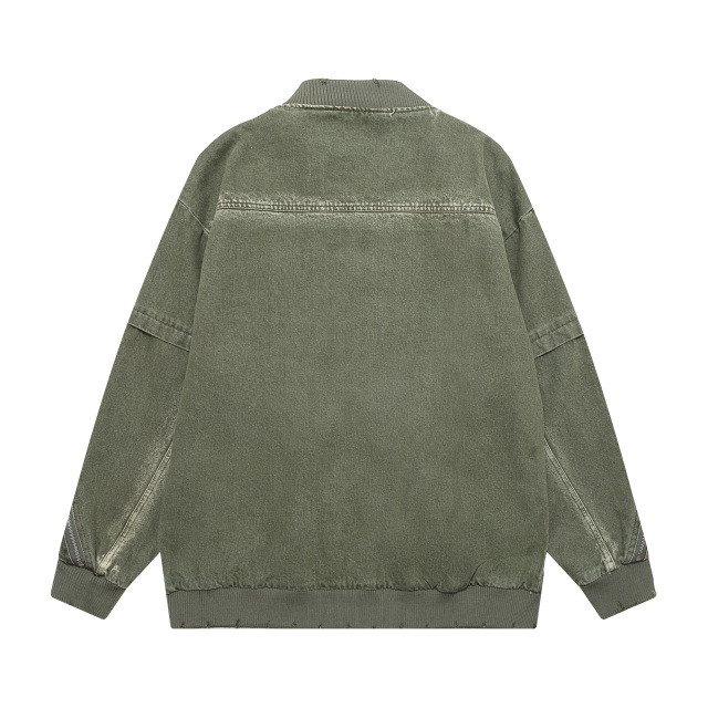 Retro niche cardigan jacket loose washed distressed denim jacket