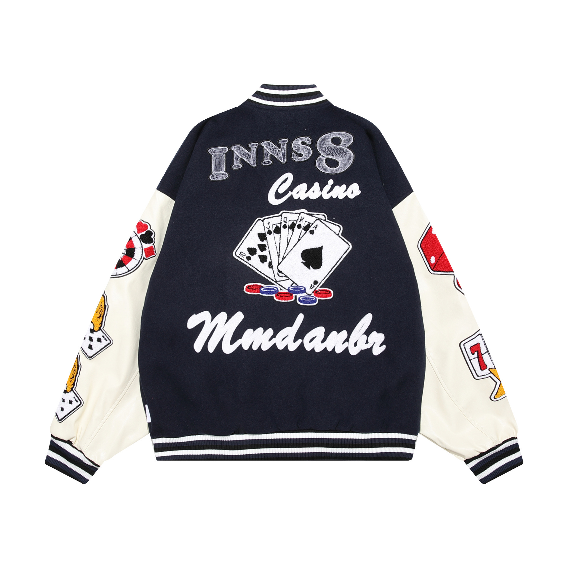 Towel embroidered flocking baseball uniform autumn and winter high street contrasting color splicing jacket