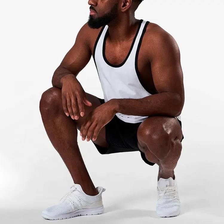 Custom High Quality Breathable Patchwork Fitness Sports Wear Men's Tank Top