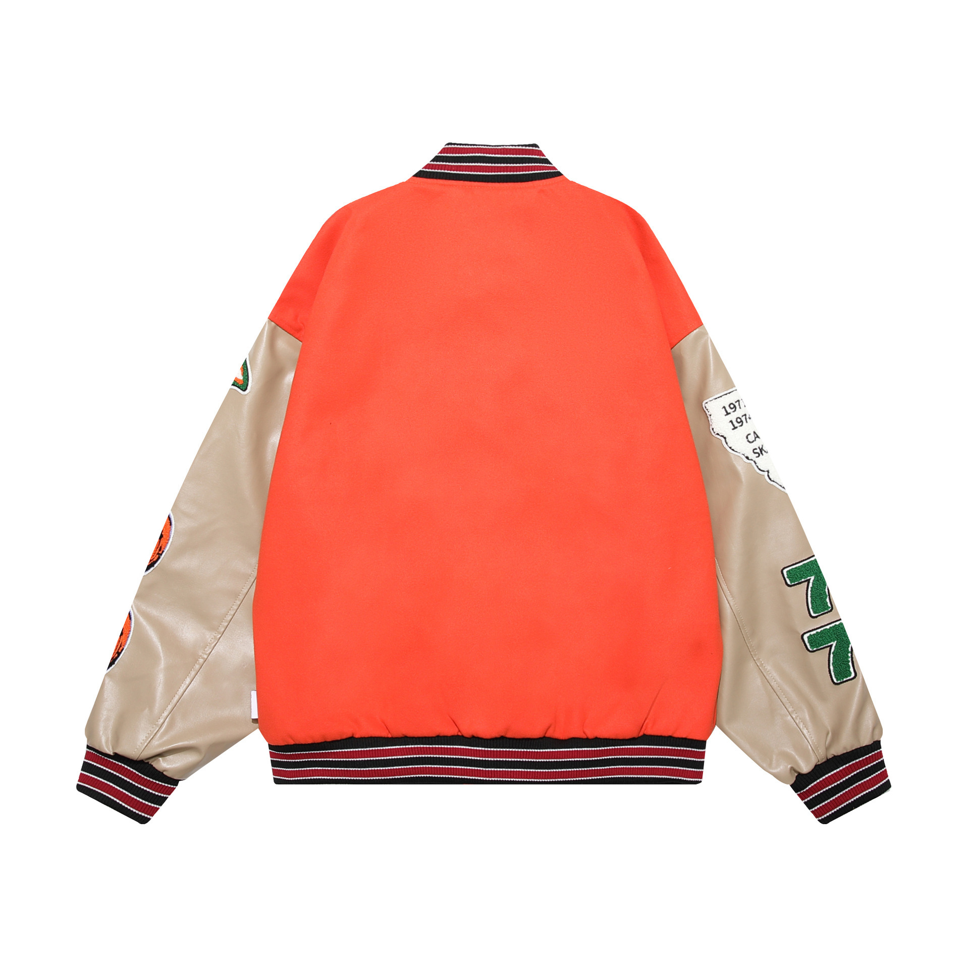 Towel embroidered leather patchwork loose casual college style baseball jacket