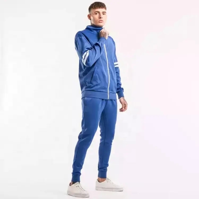 Hot Sale High Quality Custom Brand Men's Full Zip Up Jacket Wind Breaker Tracksuit 100% Polyester Sports Jogging Suit For Men