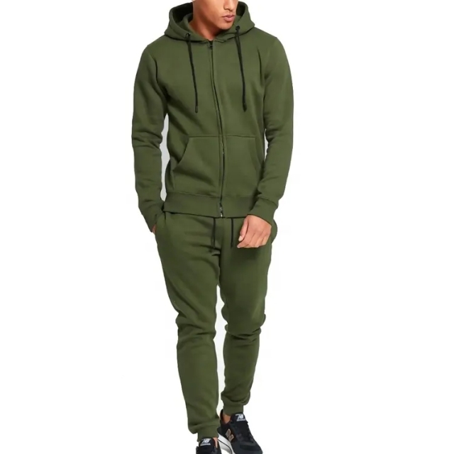 Custom Full Zip Up Tech Fleece Hoodie And Jogger Two Piece Sets Jogging Suits Men Tracksuit