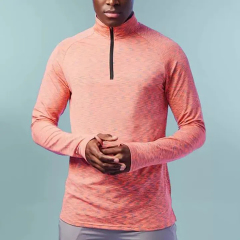 Oem Custom Logo 1/4 Zip Compression Long Sleeves Half Zip Gym Shirt Slim Fit Sports Exercise Men's Athletic Quarter Zip Shirt