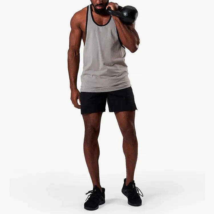 Custom High Quality Breathable Patchwork Fitness Sports Wear Men's Tank Top
