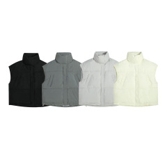 Stand collar cotton coat vest, loose thickened sleeveless cotton coat, winter down cotton vest