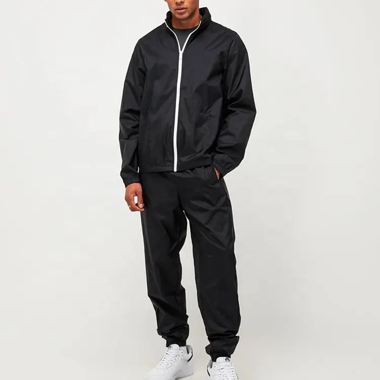 Oem Men's Custom Brand Zip Up Jacket Track Suits Quick Drying 4 Way Stretch Sports Jogging Suit Woven Tracksuit For Men
