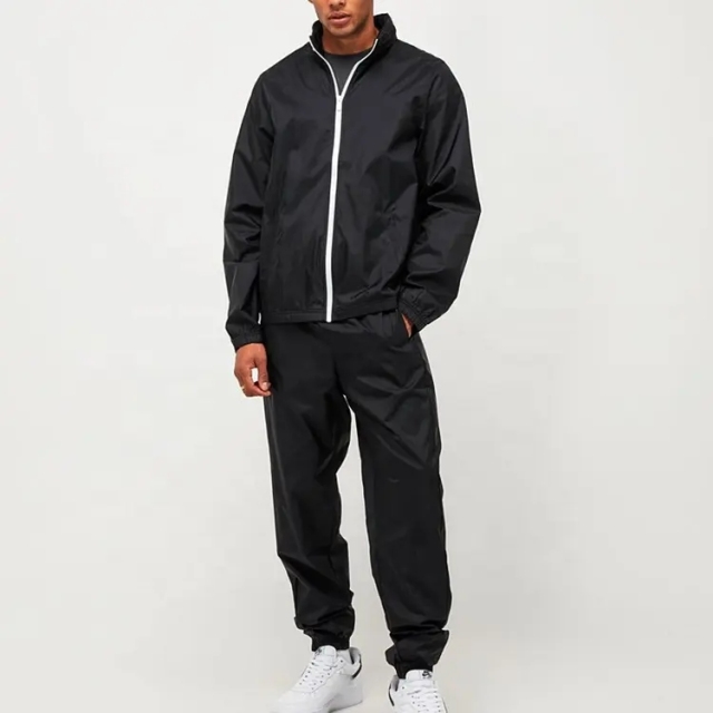 Oem Men's Custom Brand Zip Up Jacket Track Suits Quick Drying 4 Way Stretch Sports Jogging Suit Woven Tracksuit For Men