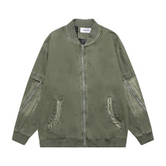 Retro niche cardigan jacket loose washed distressed denim jacket