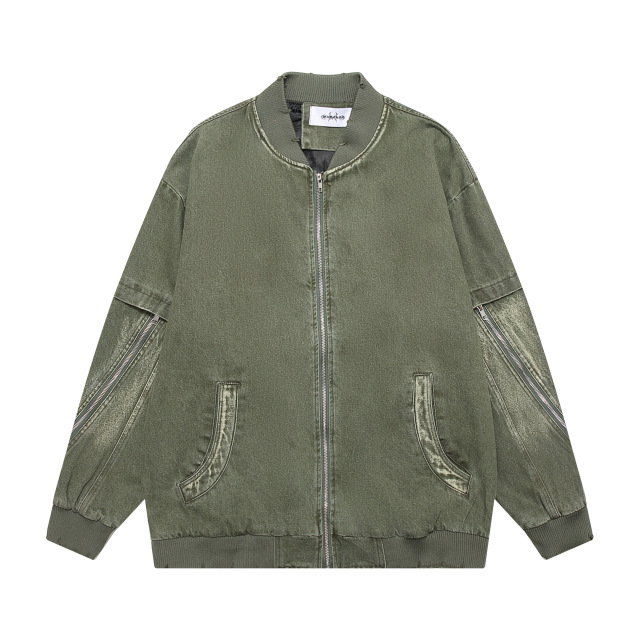 Retro niche cardigan jacket loose washed distressed denim jacket