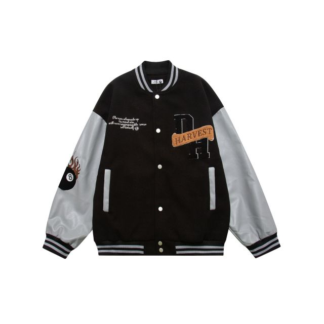 Autumn and winter new high street Harajuku poker flocked embroidered baseball jacket