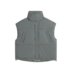 Stand collar cotton coat vest, loose thickened sleeveless cotton coat, winter down cotton vest