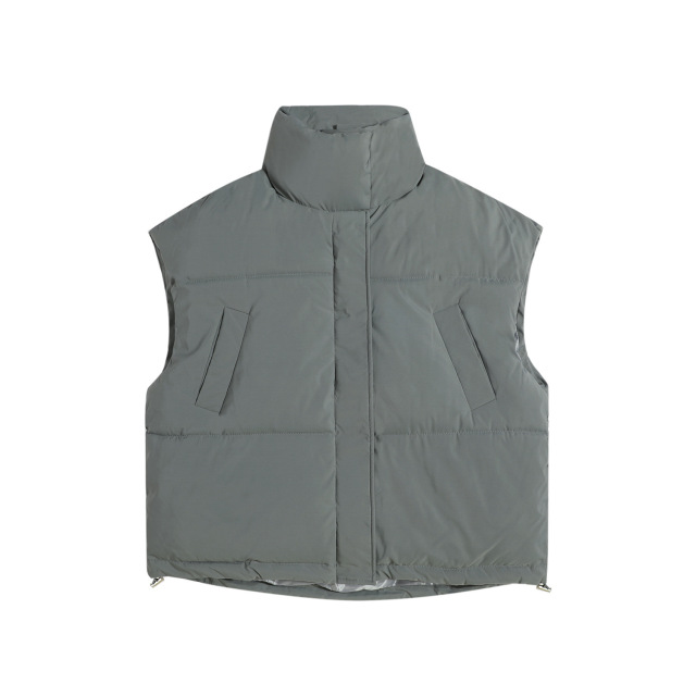 Stand collar cotton coat vest, loose thickened sleeveless cotton coat, winter down cotton vest