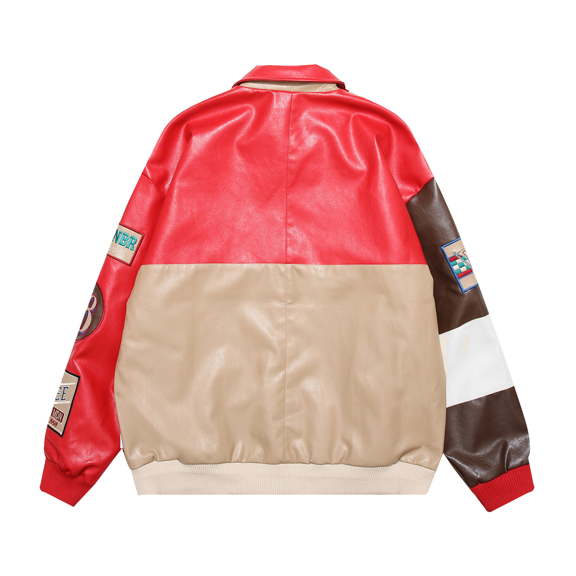 Retro PU leather motorcycle baseball jacket