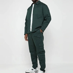 Oem Custom Logo Design Loose Fit Cargo Jacket And Pants Two Piece Set 100% Cotton Nylon Cargo Tracksuit For Men