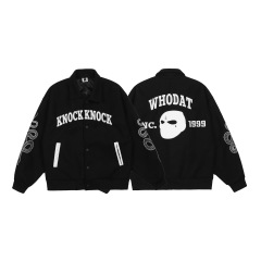 Retro embroidered dark loose baseball jacket