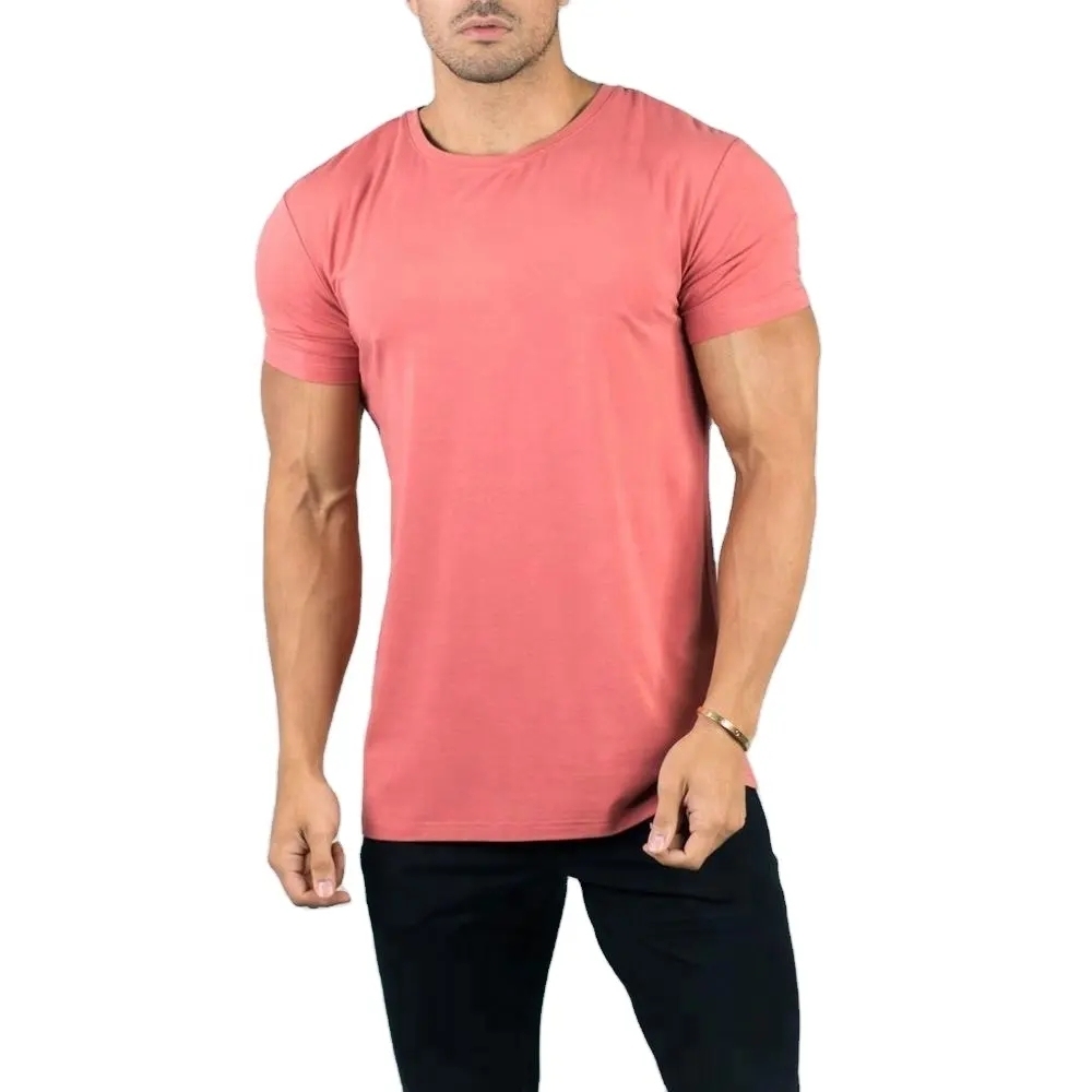Custom Logo Printing T Shirt 95%cotton 5%spandex Gym Fitness Training Plain Men T Shirt