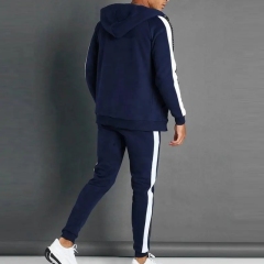 Oem Custom Logo Full Zip Up Hoodie And Jogger Two Piece Set Sweatsuit Tracksuit For Men