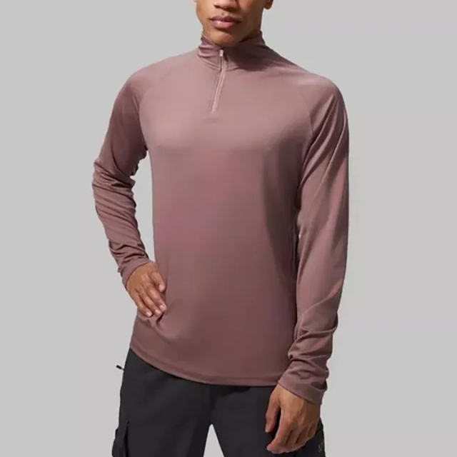 Oem Custom Logo 1/4 Zip Compression Long Sleeves Half Zip Gym Shirt Slim Fit Sports Exercise Men's Athletic Quarter Zip Shirt