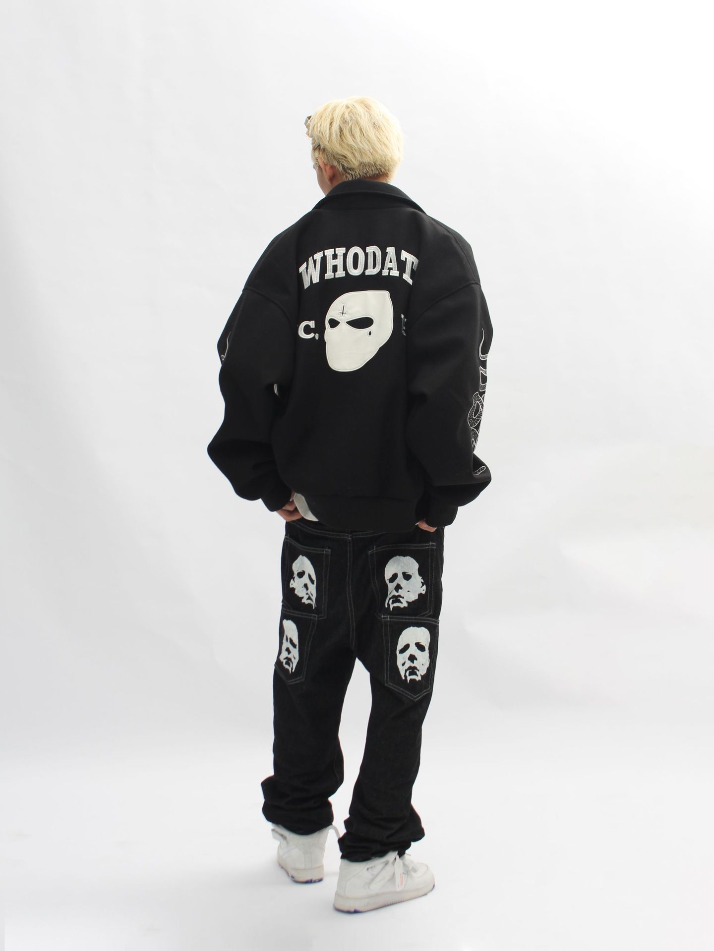 Retro embroidered dark loose baseball jacket
