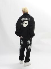 Retro embroidered dark loose baseball jacket