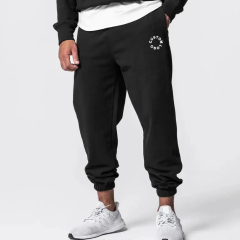 Custom Logo Private Label Fleece Drawstring Waist Loose Sweatpants 100% Cotton Oversized Gym Sports Running Jogger Men