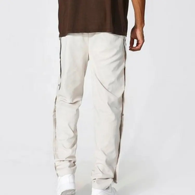 Men Custom Embroidery Straight Leg Relaxed Fit Sports Joggers Casual Street Wear Twill Side Popper Trouser With Pockets